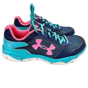 Under Armour Sneakers Girls 5Y Blue Pink Athletic Running Shoe Casual Activewear